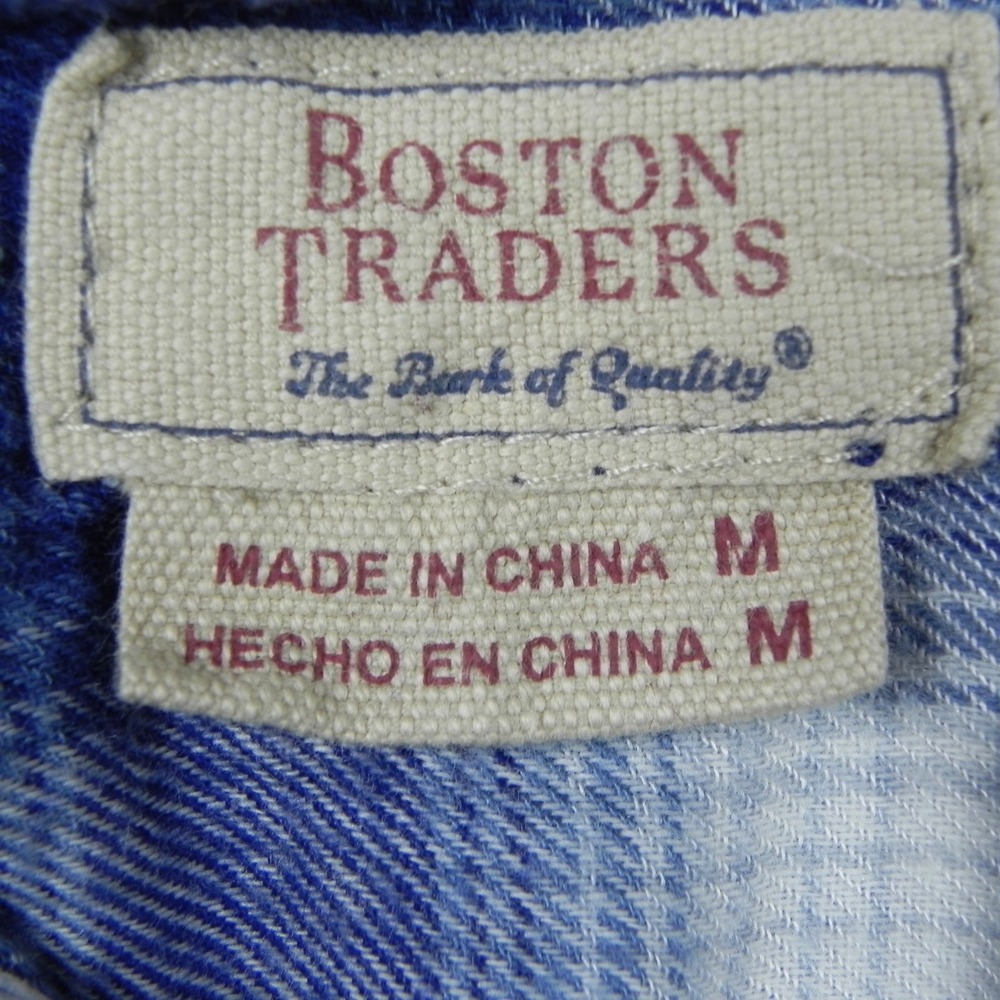 Boston Traders Flannel Shirt Top Womens Medium Button Up Blue Plaid Long Sleeve - Picture 3 of 10